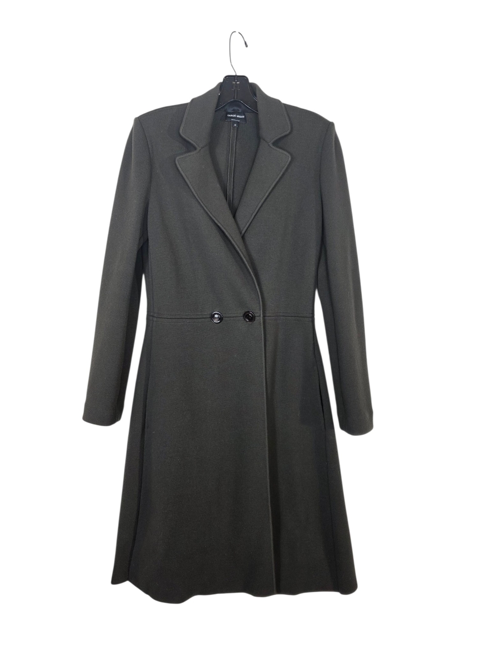 Giorgio Armani Dark Olive Green Single-Breasted Trench Coat